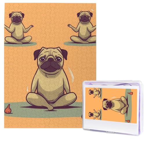 Yoga Mops Puzzles aus Fotos 500 Teile Personalisiertes Holzpuzzle Herausfordernde Puzzles für Erwachsene Benutzerdefinierte Bilderpuzzle Geschenke für Familie Hochzeit Freund von NBSKSDLK