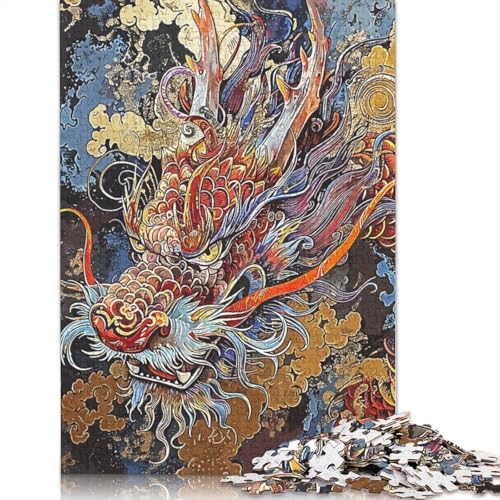Abstrakter Drache, chinesisches Puzzle für Erwachsene, Premium-Puzzle aus 100% recyceltem Brett, schwierige Puzzles für Kinder ab 12 Jahren, 1500 Teile (85 x 57 cm) von NBVDRF
