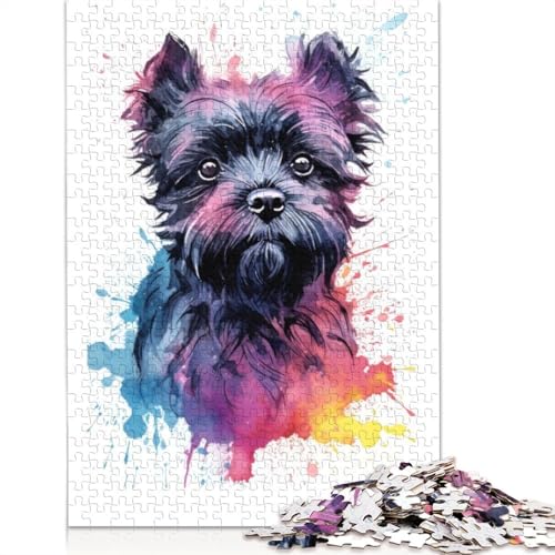 Affenpinscher-Aquarell-Puzzle für Erwachsene, Premium-Puzzle aus 100% recyceltem Brett, Problemlösungspuzzles für Erwachsene und Kinder, 520 Teile (52 x 38 cm) von NBVDRF