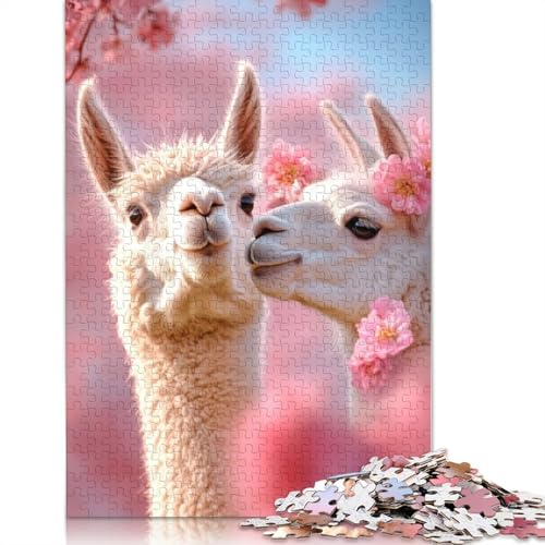 Alpaca Love in Bloom 1000-teiliges Puzzle, Denksportaufgabe, Problemlösungspuzzle für Erwachsene und Kinder, 1000 Teile (75 x 50 cm) von NBVDRF