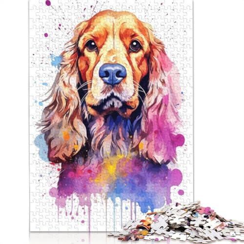 American Cocker Aquarell-Puzzle für Erwachsene, herausfordernd und knifflig, Puzzle für Erwachsene für Jungen oder Mädchen, 1000 Teile (75 x 50 cm) von NBVDRF