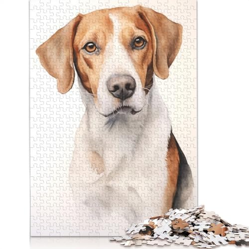 American Foxhound Dog Puzzle für Erwachsene, 1000 Teile, anspruchsvolle Familienspiele, Denksportaufgaben für Kinder ab 12 Jahren, 1000 Teile (75 x 50 cm) von NBVDRF