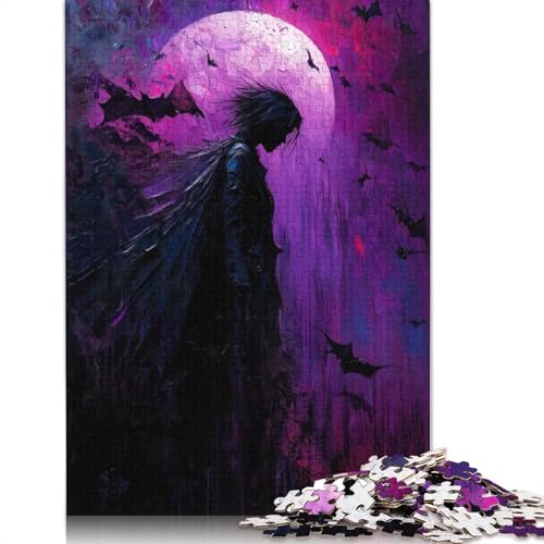 Anime Men in Purple Moon, 520-teiliges Puzzle für Erwachsene, herausfordernde und knifflige schwierige Puzzles für Erwachsene Kinder, 520 Teile (52 x 38 cm) von NBVDRF