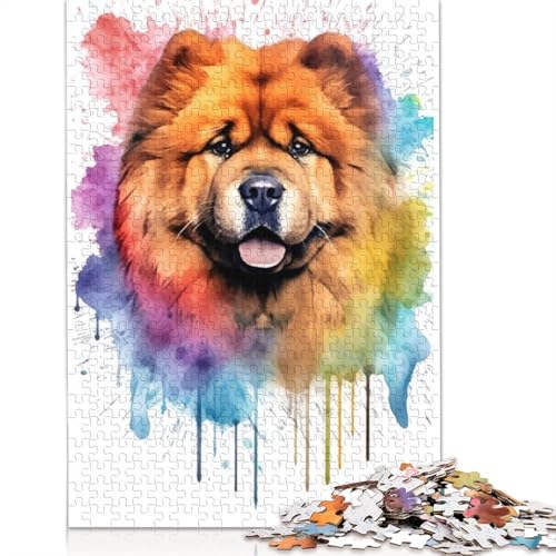 Aquarell-Chowchow-Puzzle für Erwachsene, herausforderndes und kniffliges Puzzle für Frauen und Männer, 1000 Teile (75 x 50 cm) von NBVDRF