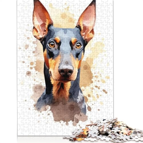 Aquarell-Dobermann-Puzzle für Erwachsene, Premium-Puzzle aus 100% recyceltem Brett, Problemlösungspuzzles für Erwachsene und Kinder, 520 Teile (52 x 38 cm) von NBVDRF
