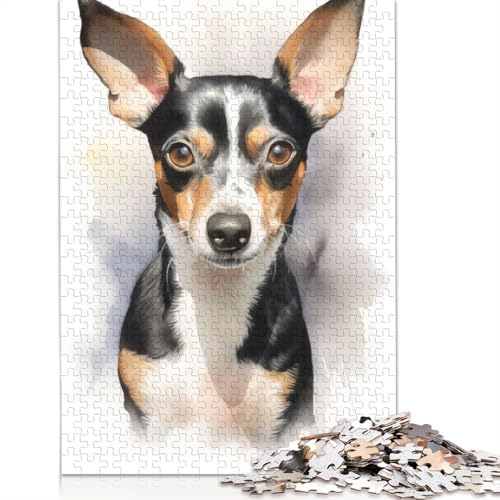 Aquarell-Rattenterrier-Puzzle für Erwachsene, Denksportaufgaben für Erwachsene, Puzzlespiele für Erwachsene und Teenager, 1000 Teile (75 x 50 cm) von NBVDRF