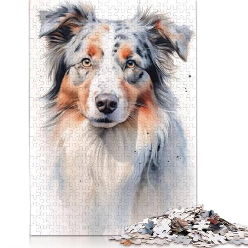 Australischer Schäferhund-Puzzle für Erwachsene, entspannendes Herausforderungsspielzeug, Puzzles für Erwachsene für Frauen, für Kinder ab 12 Jahren, 1000 Teile (75 x 50 cm) von NBVDRF