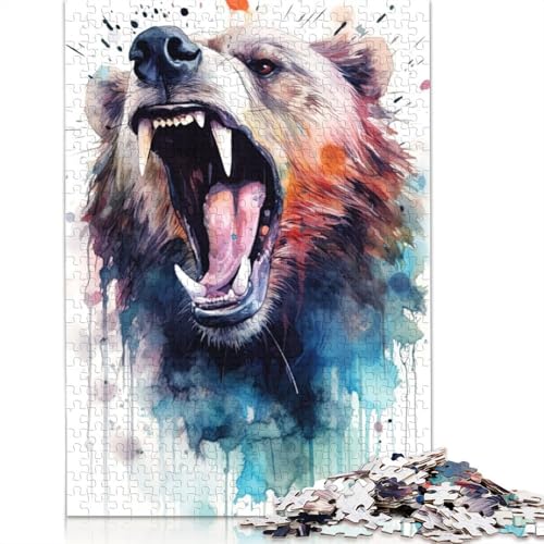 Bären-Aquarell-Puzzles für Erwachsene ab 18 Jahren, Lernspiele, Puzzle für Erwachsene und Kinder, 1000 Teile (75 x 50 cm) von NBVDRF