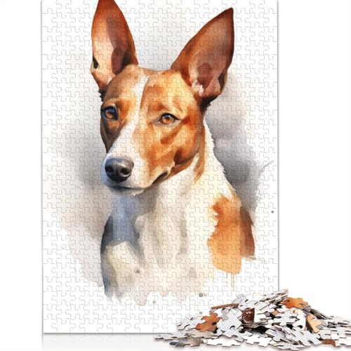 Basenji-Aquarell-Hunde-Puzzle für Erwachsene, entspannendes Herausforderungsspielzeug, Puzzles für Erwachsene für Frauen, für Kinder ab 12 Jahren, 520 Teile (52 x 38 cm) von NBVDRF