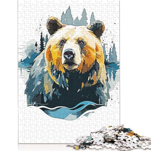 Bear Minimalistisches Puzzle für Erwachsene, Premium, 100% recyceltes Brett, schwierige Puzzles für Kinder ab 12 Jahren, 1500 Teile (85 x 57 cm) von NBVDRF