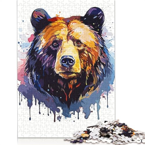 Bear Paint 1000 Puzzles für Erwachsene, Stressabbau, Puzzlespiele für Erwachsene, für Erwachsene und Kinder, 1000 Teile (75 x 50 cm) von NBVDRF