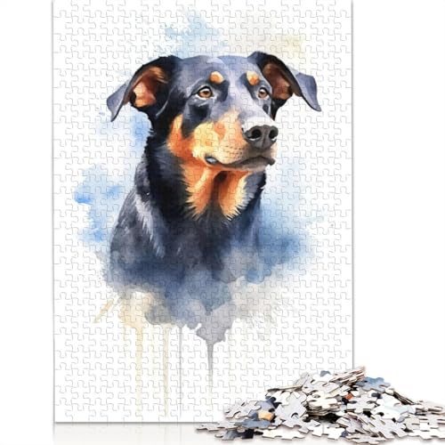 Beauceron Aquarellhund-Puzzle für Erwachsene, Premium-Puzzle aus 100% recyceltem Brett, schwierige Puzzles für Kinder ab 12 Jahren, 1000 Teile (75 x 50 cm) von NBVDRF