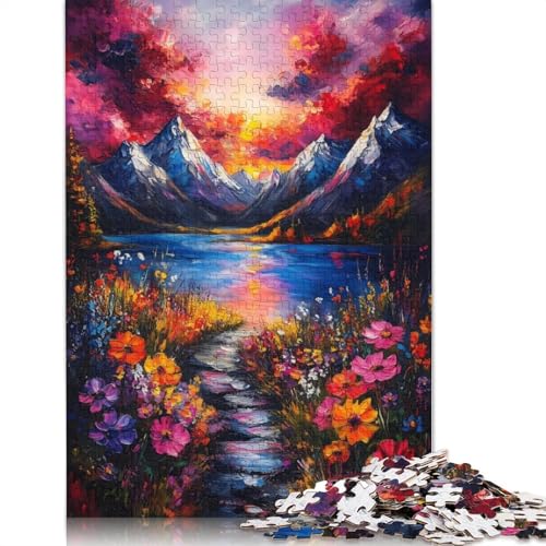 Bergsee-Sonnenuntergang, 1000-teiliges Puzzle für Erwachsene, herausfordernde und knifflige schwierige Puzzles für Erwachsene und Kinder, 1000 Teile (75 x 50 cm) von NBVDRF
