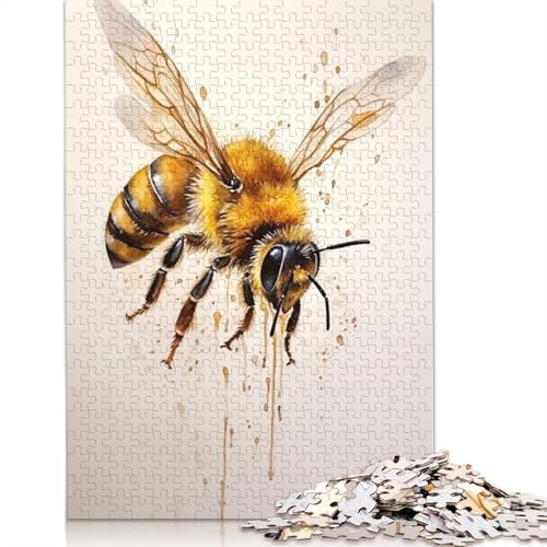 Bienen-Aquarell-Puzzle für Erwachsene, 520 Teile, 100% recycelte Holzplatte, Denkpuzzles für Erwachsene, für Jungen oder Mädchen, 520 Teile (52 x 38 cm) von NBVDRF