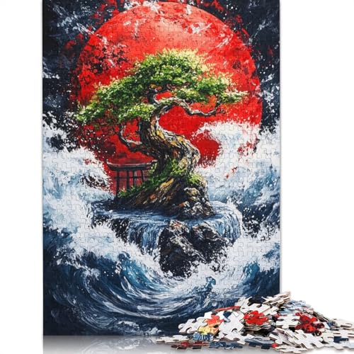 Bonsai-Baum unter rotem Mond, Puzzle für Erwachsene ab 18 Jahren, Upe-Lernspiele, Puzzle für Erwachsene und Kinder, 520 Teile (52 x 38 cm) von NBVDRF