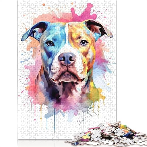 Bullterrier-Aquarell-Puzzle für Erwachsene, Spielzeug, Lernspiel, schwierige Puzzles für Kinder ab 12 Jahren, 520 Teile (52 x 38 cm) von NBVDRF