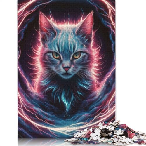 Cat Electric Puzzle für Erwachsene, 1500 Teile, 100% recycelte Holzplatte, Denkpuzzles für Erwachsene, für Jungen oder Mädchen, 1500 Teile (85 x 57 cm) von NBVDRF