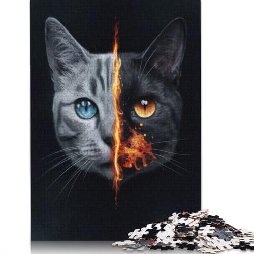 Cat Fire 1500-teiliges Puzzle für Erwachsene. Anspruchsvolle und knifflige Puzzles für Erwachsene und Kinder. 1500 Teile (85 x 57 cm) von NBVDRF