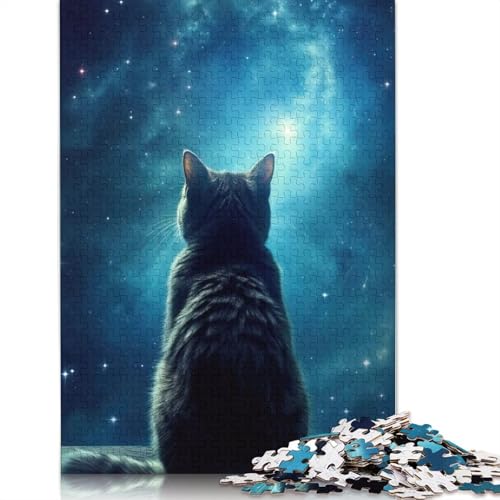 Cat Galaxy Puzzle für Erwachsene, Premium-Puzzle aus 100% recyceltem Brett, schwierige Puzzles für Kinder ab 12 Jahren, 1000 Teile (75 x 50 cm) von NBVDRF