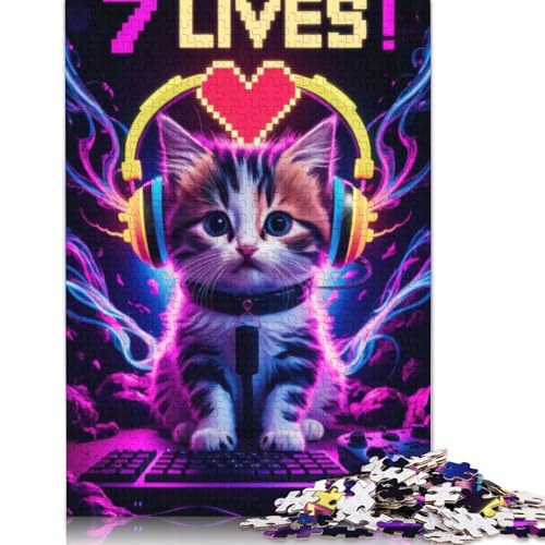 Cat Gaming Cats Puzzle für Erwachsene, 1000 Teile, kreative Spiele, Puzzle, Geschenke für Männer, für Frauen, Männer, 1000 Teile (75 x 50 cm) von NBVDRF