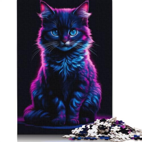 Cat Neon 1000-teiliges Puzzle, Denksportaufgaben für Erwachsene, Puzzle für Erwachsene und Kinder, 1000 Teile (75 x 50 cm) von NBVDRF