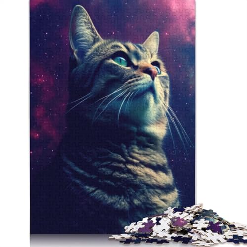 Cat Night Galaxy Puzzles für Erwachsene, 520 herausfordernde und knifflige ungewöhnliche Puzzles für Kinder ab 12 Jahren, 520 Teile (52 x 38 cm) von NBVDRF