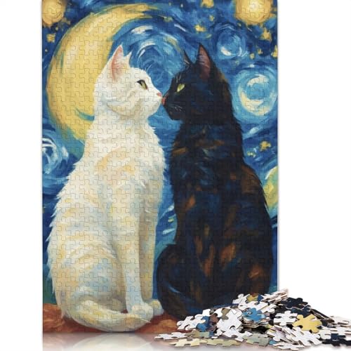 Cats In Love Van Gogh Puzzle, 520 Teile, herausfordernde und knifflige schwierige Puzzles für Erwachsene, für Erwachsene und Teenager, 520 Teile (52 x 38 cm) von NBVDRF