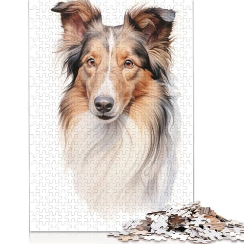 Collie-Porträt-Puzzle für Erwachsene, 1000 Teile, anspruchsvolle Familienspiele, Denksportaufgaben für Kinder ab 12 Jahren, 1000 Teile (75 x 50 cm) von NBVDRF
