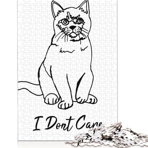 Coole Katze in minimalistischer Kunst, Puzzle für Erwachsene, Premium-Puzzle aus 100% recyceltem Brett, schwierige Puzzles für Kinder ab 12 Jahren, 520 Teile (52 x 38 cm) von NBVDRF