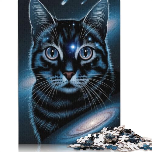 Cosmic Space Cat Puzzle für Erwachsene, Denksportaufgaben für Erwachsene, Puzzlespiele für Erwachsene und Teenager, 1000 Teile (75 x 50 cm) von NBVDRF