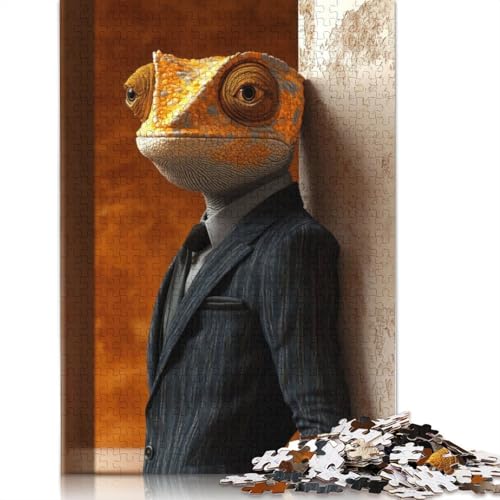 Dapper Chameleon Puzzle für Erwachsene, 1500 Teile, 100% recycelte Holzplatte, schwierige Puzzles für Frauen und Männer, 1500 Teile (85 x 57 cm) von NBVDRF