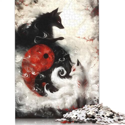 Death and Life Fox Fantasy Puzzle für Erwachsene, Premium-Puzzle aus 100% recyceltem Brett, Problemlösungspuzzles für Erwachsene und Kinder, 520 Teile (52 x 38 cm) von NBVDRF
