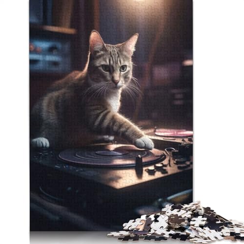 Deejay Cat Scratching Club Puzzles für Erwachsene ab 18 Jahren. Lernspiele, Puzzle für Erwachsene und Kinder, 520 Teile (52 x 38 cm) von NBVDRF