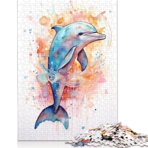 Delphin-Aquarell-Puzzle für Erwachsene, 520 Teile, kreative Spiele, Puzzle, Geschenke für Männer, für Frauen, Männer, 520 Teile (52 x 38 cm) von NBVDRF