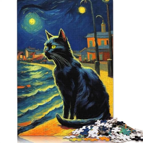 Die Sternennacht-Puzzles mit der schwarzen Katze. Bunte, Coole Puzzles für Kinder ab 12 Jahren. 520 Teile (52 x 38 cm) von NBVDRF