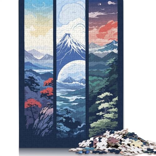 Dreifache japanische Berge, Puzzle für Erwachsene, Premium-Puzzle aus 100% recyceltem Brett, schwierige Puzzles für Kinder ab 12 Jahren, 520 Teile (52 x 38 cm) von NBVDRF