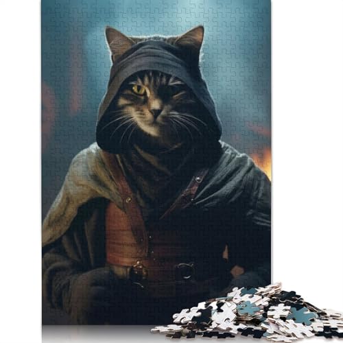 Dunkle, böse, lustige Ninja-Katze, 1000-teiliges Puzzle, Denksportaufgabe, Problemlösungsrätsel für Erwachsene und Kinder, 1000 Teile (75 x 50 cm) von NBVDRF