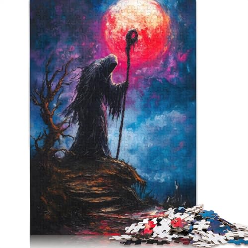 Dunkle Figur unter Blutmond, Puzzle für Erwachsene, kreative Spiele, Puzzle, Geschenk für Jungen oder Mädchen, 1000 Teile (75 x 50 cm) von NBVDRF