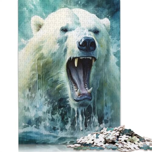 Eisbär-Aquarell-Puzzle für Erwachsene, freundliche Materialien, schwierige Puzzles für Erwachsene und Teenager, 520 Teile (52 x 38 cm) von NBVDRF