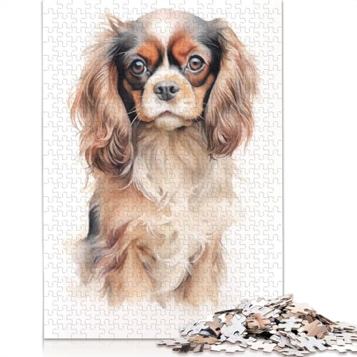 Englischer Toy Spaniel Hund Puzzle für Erwachsene, Premium-Puzzle aus 100% recyceltem Brett, Problemlösungspuzzles für Erwachsene und Kinder, 1500 Teile (85 x 57 cm) von NBVDRF