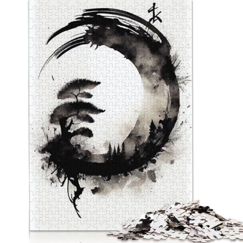 Enso Circle Life Ink Wash Puzzle für Erwachsene, Premium-Puzzle aus 100% recyceltem Brett, Problemlösungspuzzles für Erwachsene und Kinder, 1500 Teile (85 x 57 cm) von NBVDRF