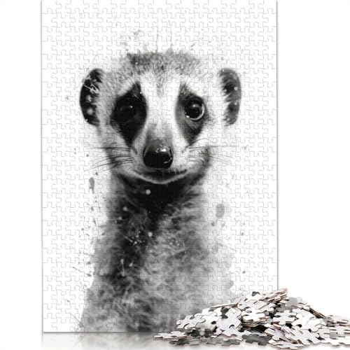 Erdmännchen-Schönheit, Schwarze Tinte, 1000-teiliges Puzzle, buntes Puzzle, Geschenke für Männer, für Kinder ab 12 Jahren, 1000 Teile (75 x 50 cm) von NBVDRF