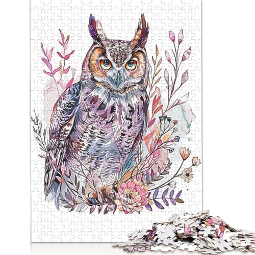 Eule, minimalistisches Puzzle für Erwachsene, Premium-Puzzle aus 100% recyceltem Brett, schwierige Puzzles für Kinder ab 12 Jahren, 520 Teile (52 x 38 cm) von NBVDRF
