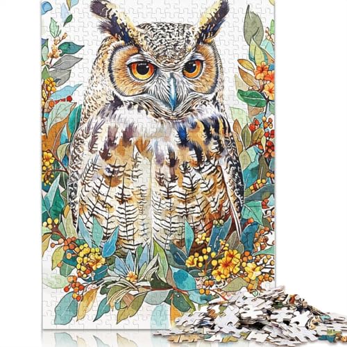 Eulen-Puzzle für Erwachsene, Natur, Premium-Puzzle aus 100% recyceltem Brett, Problemlösungspuzzles für Erwachsene und Kinder, 1000 Teile (75 x 50 cm) von NBVDRF