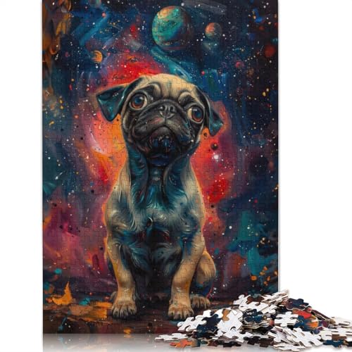 Galaxy Pug Ölgemälde-Puzzle, rechteckig, Papp-Puzzle, Geschenk für Kinder ab 12 Jahren, 1500 Teile (85 x 57 cm) von NBVDRF