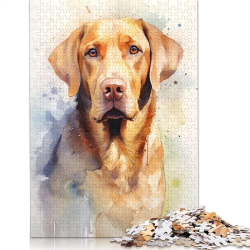 Golden Retriever Aquarell-Puzzles für Erwachsene ab 18 Jahren, Upe Lernspiele, Puzzle für Erwachsene und Kinder, 1000 Teile (75 x 50 cm) von NBVDRF