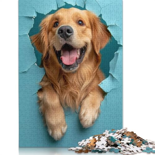 Golden Retriever Joy Puzzle für Erwachsene, kreative Spiele, Puzzle-Geschenk für Jungen oder Mädchen, 1000 Teile (75 x 50 cm) von NBVDRF