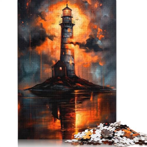 Goldener Leuchtturm-Sonnenuntergang, 1000-teiliges Puzzle für Erwachsene, interessante Stressabbau-Puzzlespiele für Erwachsene, für Erwachsene und Teenager, 1000 Teile (75 x 50 cm) von NBVDRF