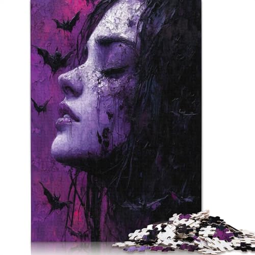 Gothic Bat Woman Puzzle für Erwachsene, 1500 Teile, 100% recycelte Holzplatte, Denksportaufgaben für Erwachsene, für Jungen oder Mädchen, 1500 Teile (85 x 57 cm) von NBVDRF
