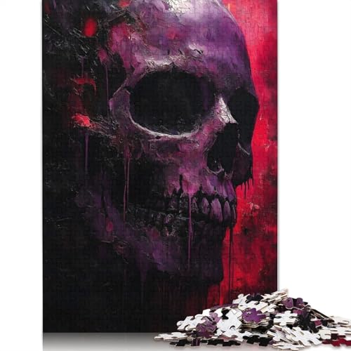 Gothic Magenta Skull Puzzle für Erwachsene, Spielzeug, Lernspiel, Puzzlespiele für Erwachsene für Frauen und Männer, 1500 Teile (85 x 57 cm) von NBVDRF